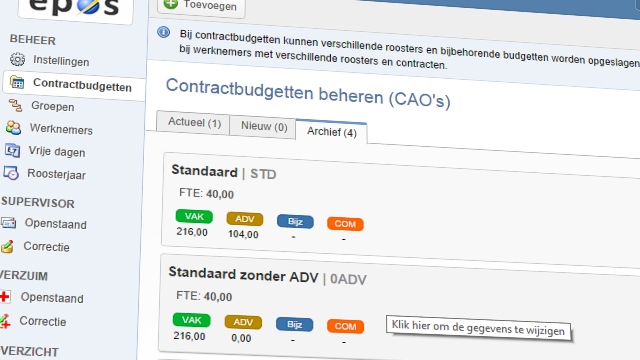 Verlofregistratie budgetten
